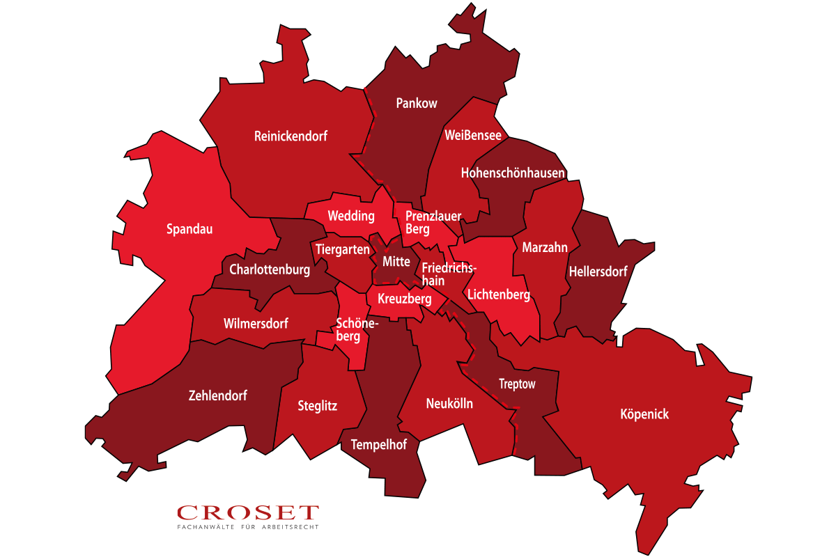 Fachanwälte für Arbeitsrecht Berlin | Betreute Bezirke | CROSET
